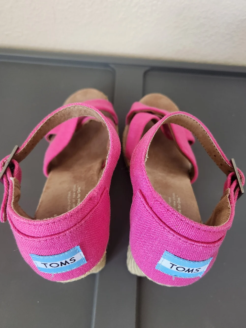 TOMS Women's Pink Espadrille Wedge Sandals